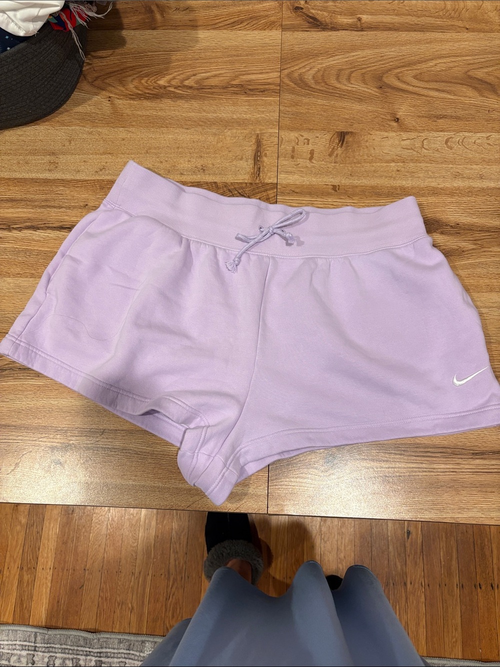 Nike Women's Lavender Athletic Shorts with White Swoosh